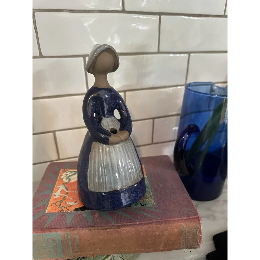 Swedish JIE Gantofta Pottery Flower Girl Figural Bud Vase Vintage 7 1/2